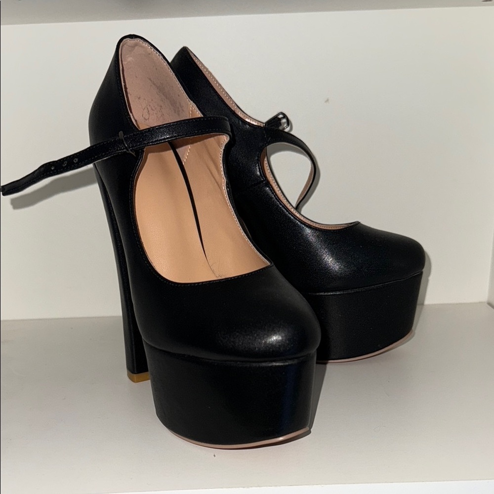 Black Platform Mary Jane Heels